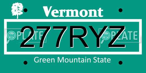 277RYZ Vermont License Plate