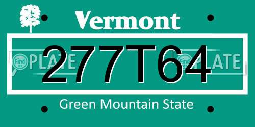 277T64 Vermont License Plate