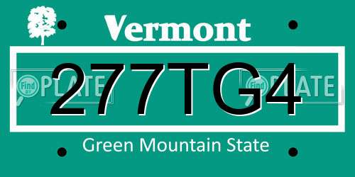 277TG4 Vermont License Plate