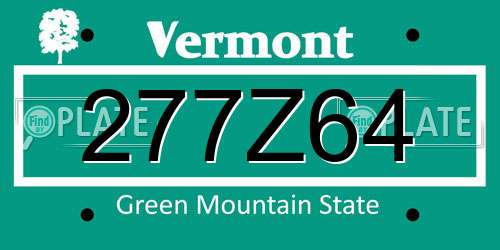 277Z64 Vermont License Plate