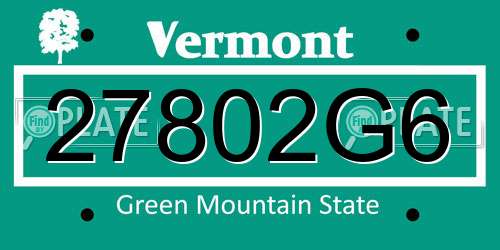 27802G6 Vermont License Plate