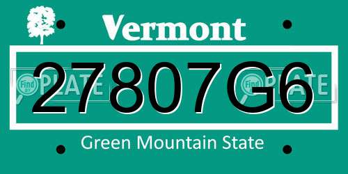 27807G6 Vermont License Plate