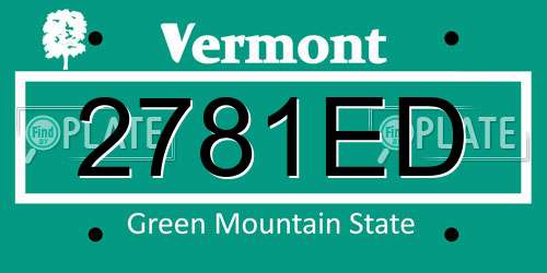 2781ED Vermont License Plate