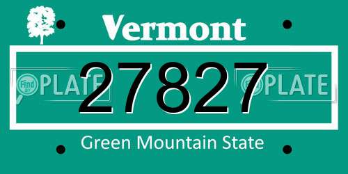 27827 Vermont License Plate