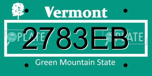 2783EB Vermont License Plate