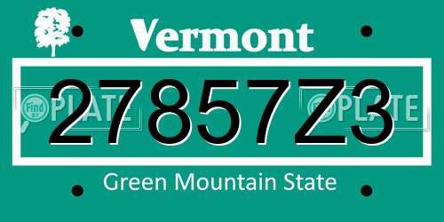 27857Z3 Vermont License Plate