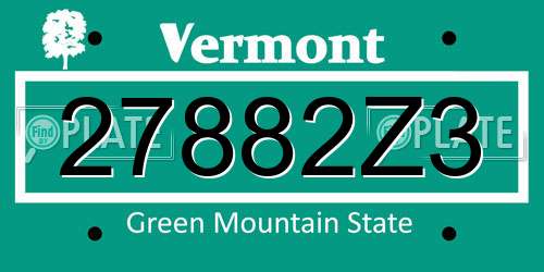 27882Z3 Vermont License Plate