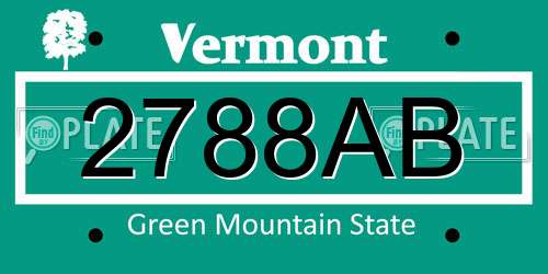 2788AB Vermont License Plate