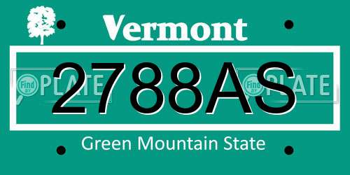 2788AS Vermont License Plate