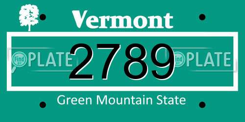 2789 Vermont License Plate