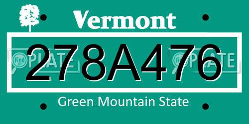 278A476 Vermont License Plate
