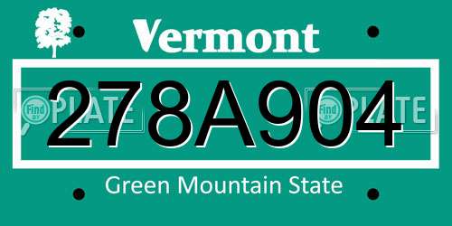 278A904 Vermont License Plate
