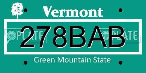 278BAB Vermont License Plate