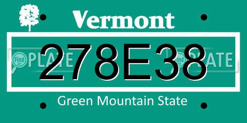 278E38 Vermont License Plate