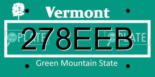 278EEB Vermont License Plate