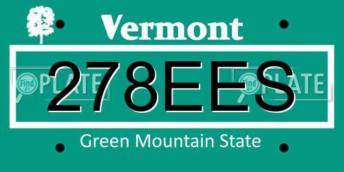 278EES Vermont License Plate