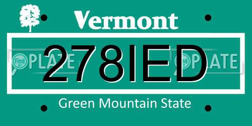 278IED Vermont License Plate