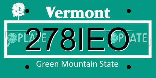 278IEO Vermont License Plate