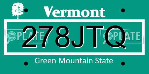 278JTQ Vermont License Plate
