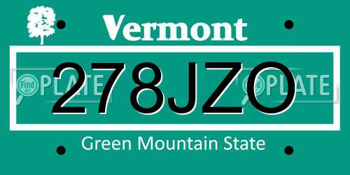 278JZO Vermont License Plate