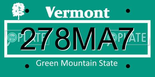 278MA7 Vermont License Plate