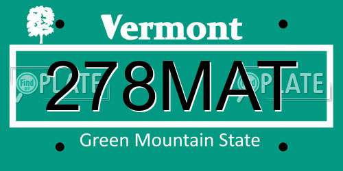 278MAT Vermont License Plate