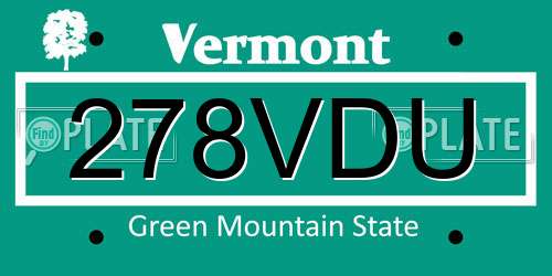 278VDU Vermont License Plate