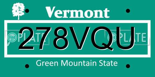 278VQU Vermont License Plate