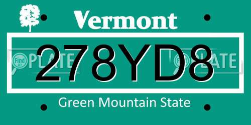 278YD8 Vermont License Plate