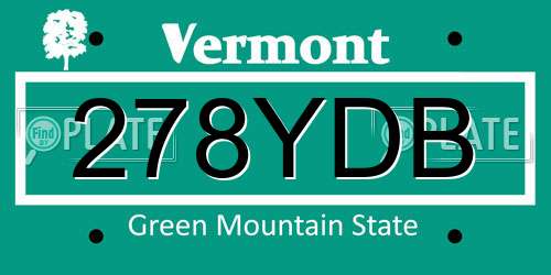 278YDB Vermont License Plate