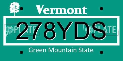 278YDS Vermont License Plate