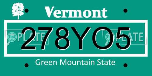 278YO5 Vermont License Plate