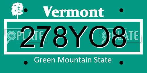 278YO8 Vermont License Plate