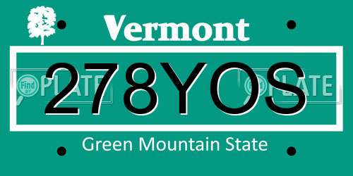 278YOS Vermont License Plate