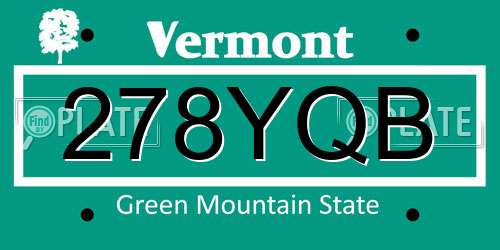 278YQB Vermont License Plate