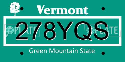 278YQS Vermont License Plate