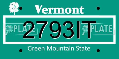 2793IT Vermont License Plate