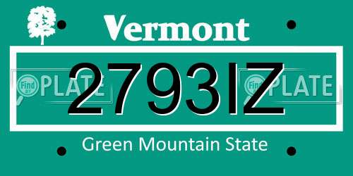 2793IZ Vermont License Plate