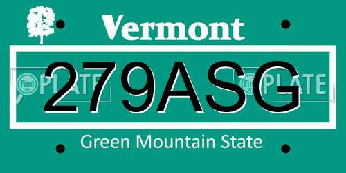 279ASG Vermont License Plate