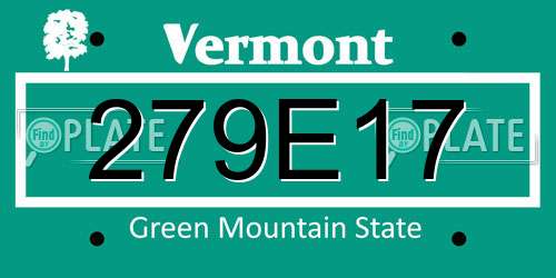 279E17 Vermont License Plate