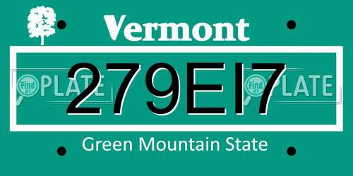 279EI7 Vermont License Plate