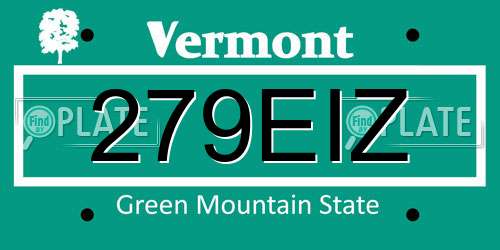 279EIZ Vermont License Plate