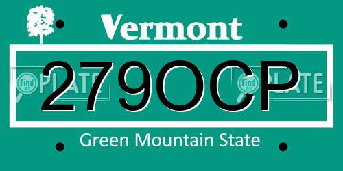 279OCP Vermont License Plate