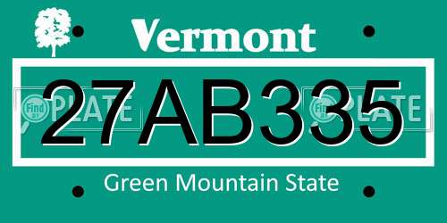 27AB335 Vermont License Plate