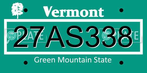 27AS338 Vermont License Plate