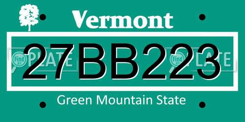 27BB223 Vermont License Plate