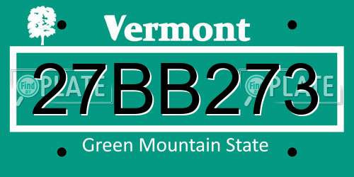 27BB273 Vermont License Plate