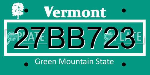 27BB723 Vermont License Plate