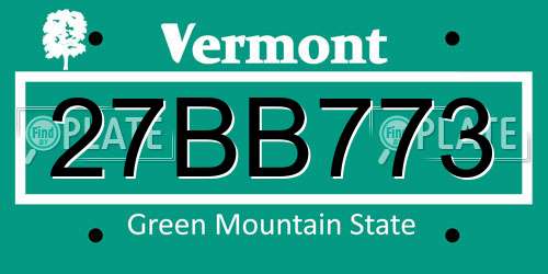 27BB773 Vermont License Plate