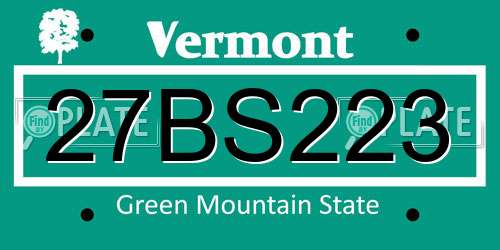 27BS223 Vermont License Plate